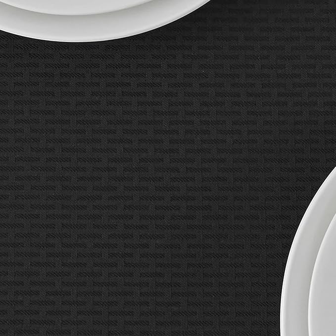 maxmill Rectangle Tablecloth Weaved Pattern Waterproof Spillproof Wrinkle Free Table Cloth, Kitchen Dining Tabletop Decoration, Fabric Table Cover for Holiday Parties, 52 x 108 Inch, Black