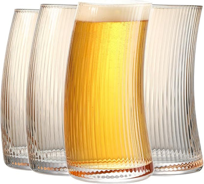 17.2oz Beer Glasses Set of 4, Large Beer Mugs by WlasssLightweightGlasswareMakingLifeEasier