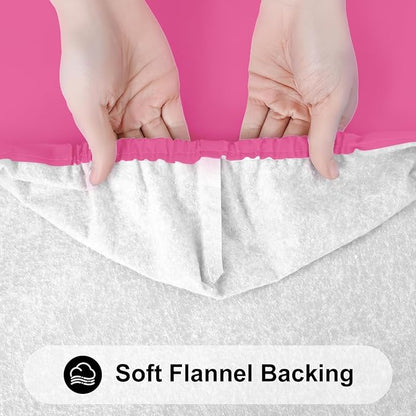 Smiry Rectangle Tablecloth, Elastic Fitted Flannel Backed Vinyl Tablecloths for 8ft Folding Tables, Waterproof Wipeable Table Covers for Indoor, Outdoor, Camping and Picnic (Rose Pink, 30"x96")