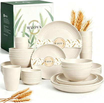 Unbreakable Plates Bowls and Cups Set, Wheat Straw Dinnerware Sets | 40PCS Dish by WROVA