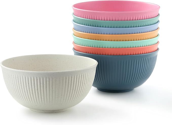 8PCS Cereal Bowl, Unbreakable 24 OZ Wheat Straw Cereal Bowls, Kitchen Bowls by Unknown