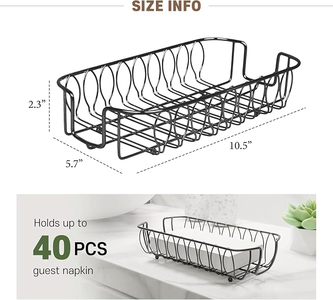 Guest Hand Towel Holder Tray for Bathroom Countertop, Powder Room & Vanity Use - Image 3