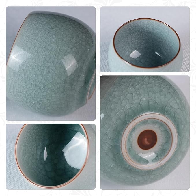 KAMMAK Japanese Tea Cups, 5 Oz Small Handmade Ceramic Teacups, Loose Leaf and - Image 4