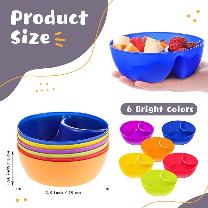 Weewooday Snack and Dip Bowls, Chips Serving Bowls Anti Soggy Divided Bowl - Image 2