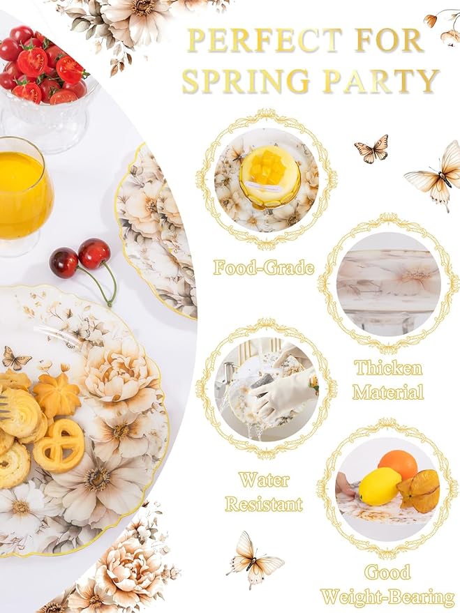 20Pack Floral Plates Disposable - Image 2