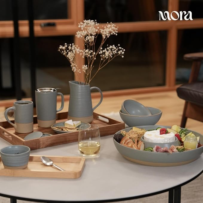 Mora Ceramic Chips and Dip Serving Tray: Large Divided Party Bowl Set - Image 5