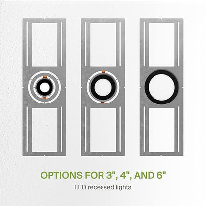 ASD 12 Pack New Construction Mounting Plate with Symmetric Round Hole - 3-4-6" Flat Steel Rough-in Wafer Light Bracket, LED Recessed Lighting Housing