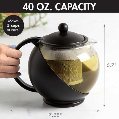 Primula Half Moon Teapot with Removable Infuser, Glass Tea Maker with Reusable - Image 4