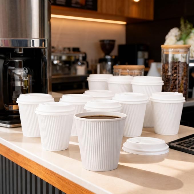 Restaurantware 8 Ounce Double Wall Disposable Coffee Cups, 500 Insulated White - Image 3