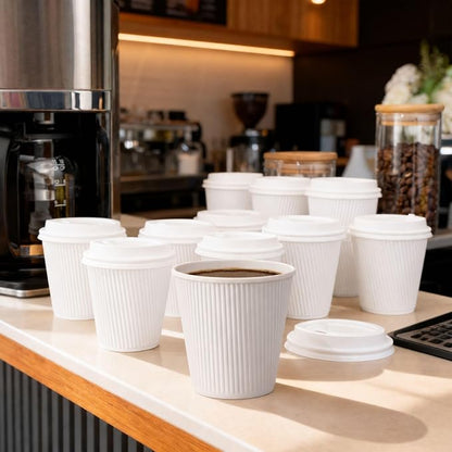 Restaurantware 8 Ounce Double Wall Disposable Coffee Cups, 500 Insulated White - Image 3