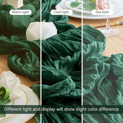 Cheesecloth Table Runner Emerald Green 10FT Boho GauzeRunner - Image 8