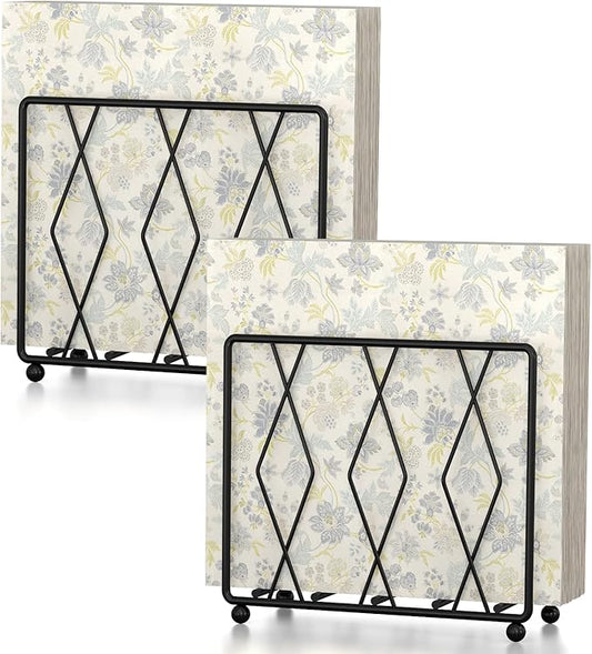 Napkin Holder for Table, 2 Pack Modern Metal Napkin Holders for Paper Napkins & Kitchen Dining & Countertops, Cocktail Upright Napkin Holder Dispenser Suitable for All Room Decors (Black)