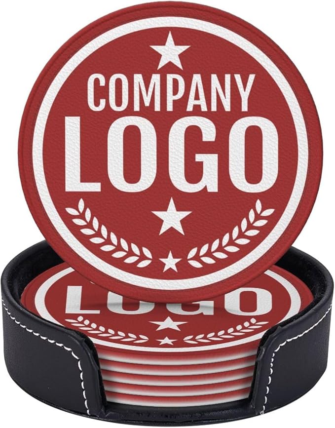 Custom Leather Coasters with Logo by Handmade