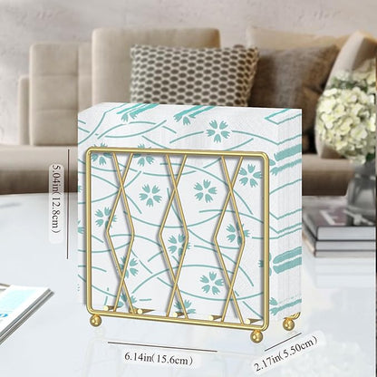Napkin Holder for Table, Modern Metal Napkin Holders for Paper Napkins & Kitchen Dining & Countertops, Cocktail Upright Napkin Holder Dispenser Suitable for All Room Decors (Large, Gold)