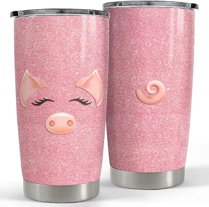 SANDJEST Pig Tumbler Glitter 20oz Tumblers by SANDJEST