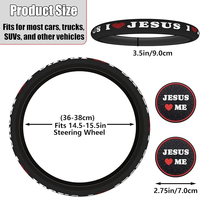 Christian I Love Jesus Car Steering Wheel Cover - Image 2