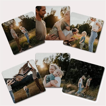 Personalized Coasters, Custom Coaster, Leather, Add Your Image, 4 inches (Set of 4, Square)
