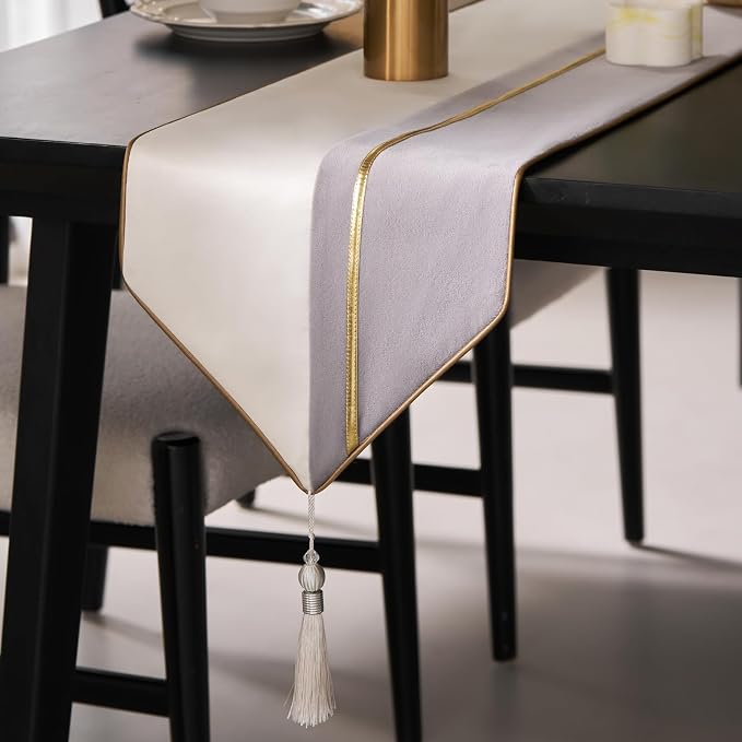 Avigers Table Runner 12 x 78 Inch, Tassels | Faux Silk double-layer accent by Avigers