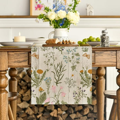 Artoid Mode Wood Wild Flowers Floral Spring Table Runner, Seasonal Summer - Image 2