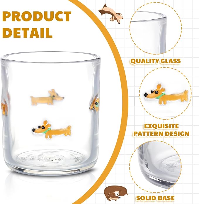SiliFine 2 Pcs Dachshund Icon Juice Glasses - 14oz Cute Dog Stemless Wine - Image 5