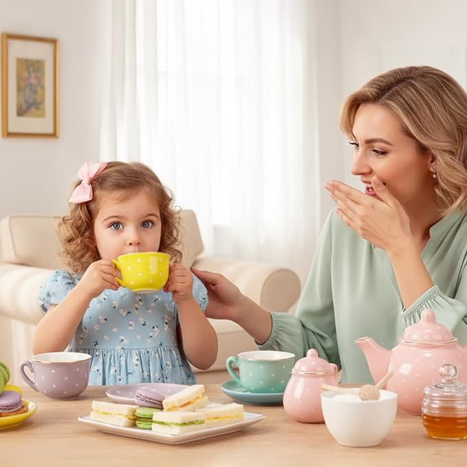Porcelain Tea Set for Toddlers, Tea Party Set for Little Girls, Kids Tea Set - Image 4