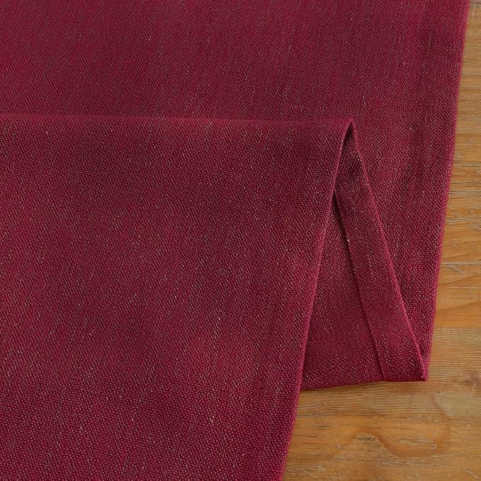 Wracra Linen Table Runner, Burlap Red Table Runners 90 Inches Long | Rich Woven - Image 2