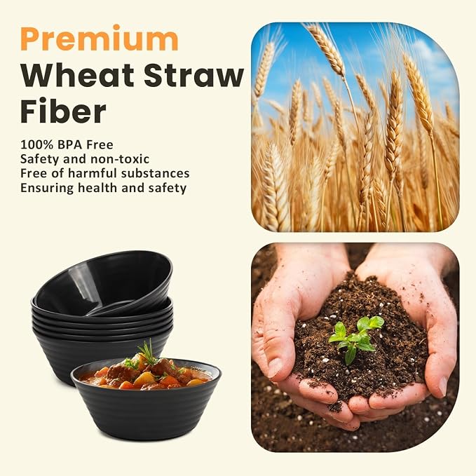 6 PCS Large Bowl Set, Lightweight and Unbreakable Wheat Straw Bowls - Image 4