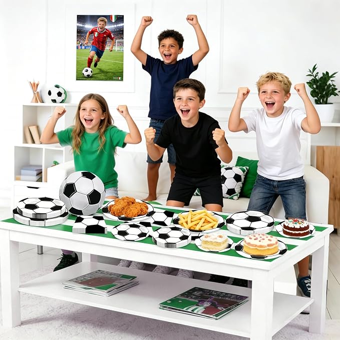 180Pcs Soccer Party Supplies Paper Plates and Napkins Serve 60 | Disposable - Image 7