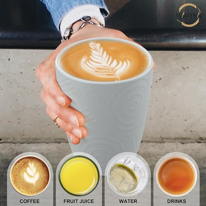 Wrova Wheat Straw Cups 8 PCS Good Alternative to Plastic Reusable Cups 12 oz - Image 7