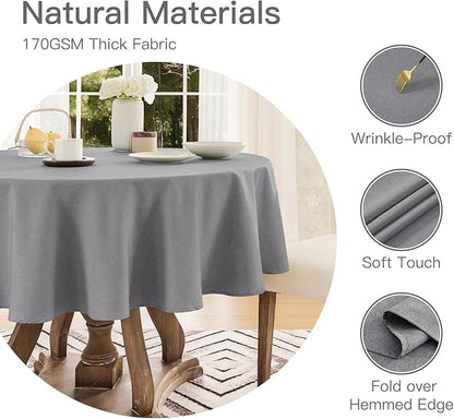 Tablecloth Linen Textured Waterproof & Stain Resistant Table Cloth Wrinkle Free Decorative Fabric Farmhouse Table Cover for Dining/Party/Buffet/Wedding, 60 x 60 Inch, Dark Grey