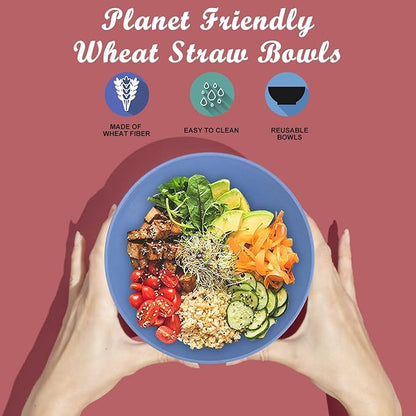 Wrova Wheat Straw Bowl Sets,6 PCS Unbreakable Cereal Bowl 36 OZ,Microwave and Dishwasher Safe Bowls,Alternative Plastic Bowls Reusable for Fruit,Oatmeal and Salad (Colorful)