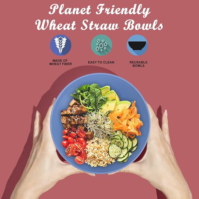 Wheat Straw Bowl Sets, Microwave and Dishwasher Safe Bowls, Alternative Plastic - Image 4
