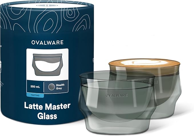 ovalware 8.5oz Double Wall Latte Cups, Latte Set of 2 by Ovalware