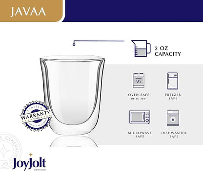 JoyJolt Javaah Double Walled Espresso Glasses Espresso Cups Set of 4 | 2-Ounces - Image 4
