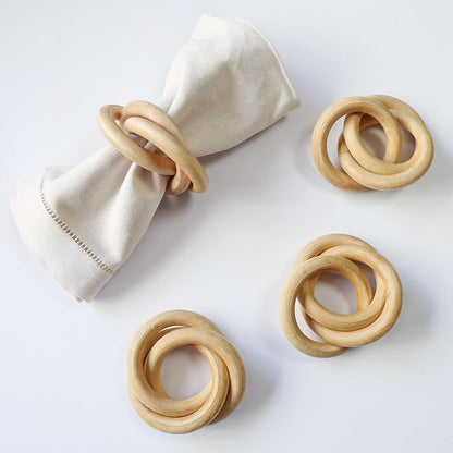 Wooden Napkin Rings Set of 4, Farmhouse Wood Circle Napkin Ring, Handmade by wonlex
