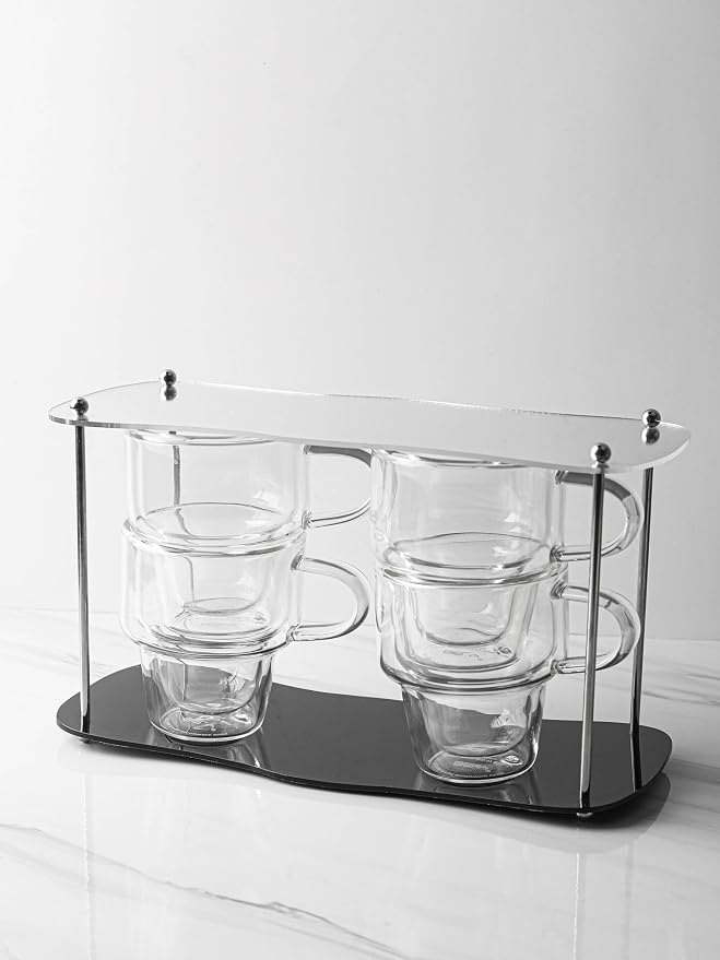 NIRA.Z 4 Pack Double Wall Glass Coffee Mugs 10 OZ Insulated Espresso Cups - Image 6