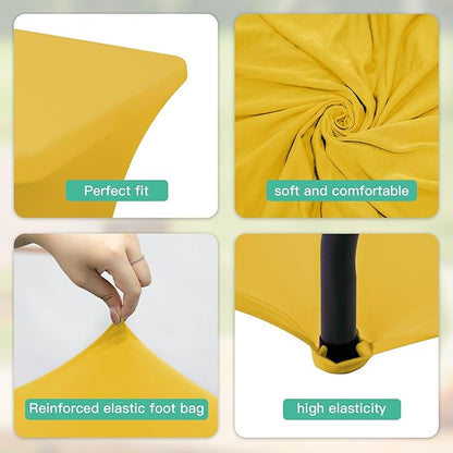4FT Table Cloth for Rectangular Fitted Events Stretch Yellow Table Covers Washable Spandex Tablecloth Protector for Party, Wedding, Cocktail, Banquet, Festival