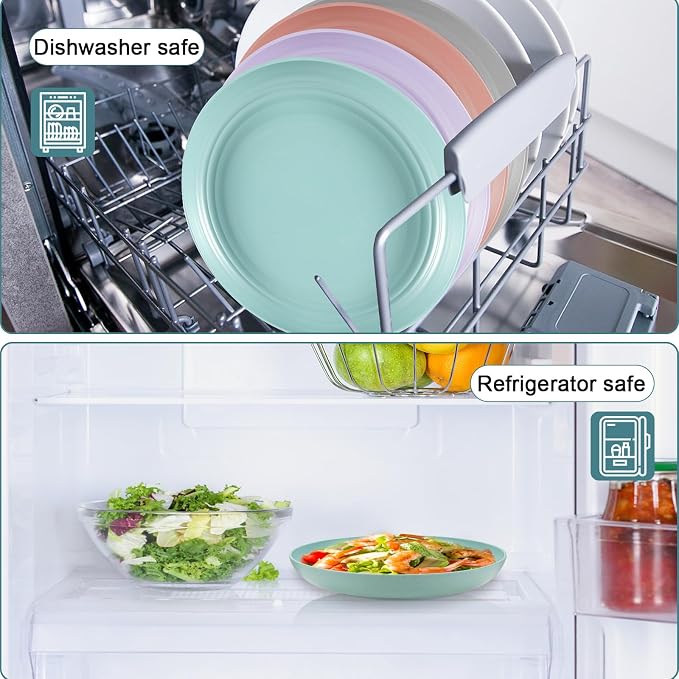 HEYCOME 12 Pcs Unbreakable Deep Dinner Plates Set, 10 inch Reusable Plastic - Image 6