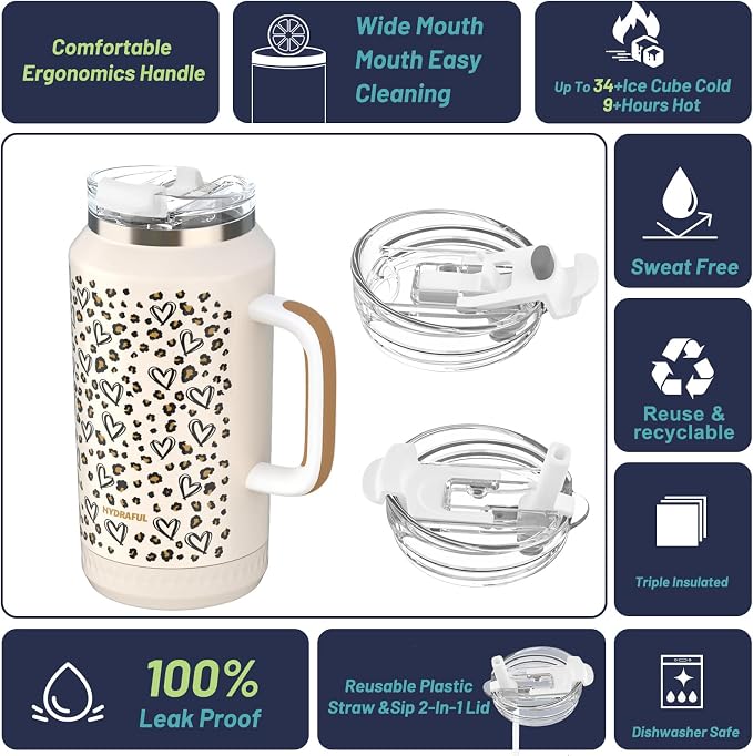 Hydraful 64 oz Tumbler with Handle and Straw - Image 2