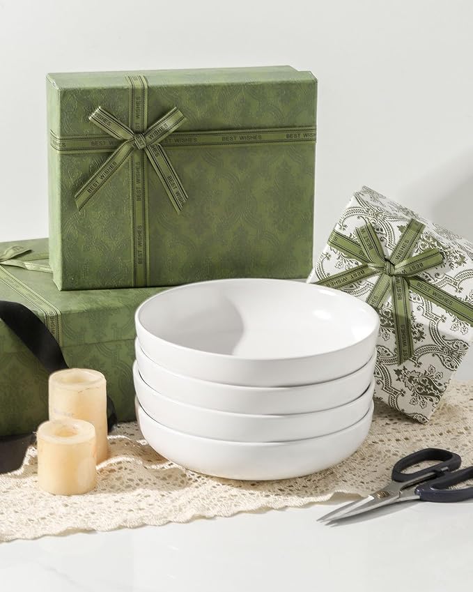 Pasta Bowls Set of 4, Stoneware 34 oz Salad Bowls, Ceramic Bowl Plates - Image 7