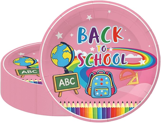 7 Inch Back to School Paper Plates 50 Pack First Day of School Decor | Back to by Unknown