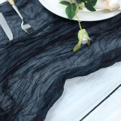 Efavormart 10ft Navy Blue Gauze Table Runner - Image 6