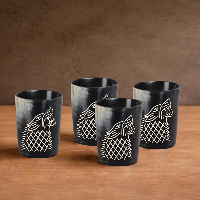Handicrafts Home Viking Horn Shot Glasses Set of 8, Handmade Natural Ox Horn - Image 5