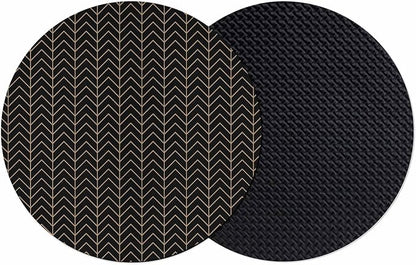 Simple Line Black Coasters Set of 2, Non-Slip Cup Coaster Mat by PIEPLE