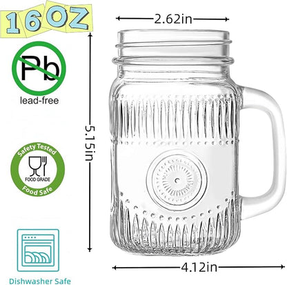 Amzcku vintage Clear Drinking Jar 16 OZ Drinking Jars - Image 2