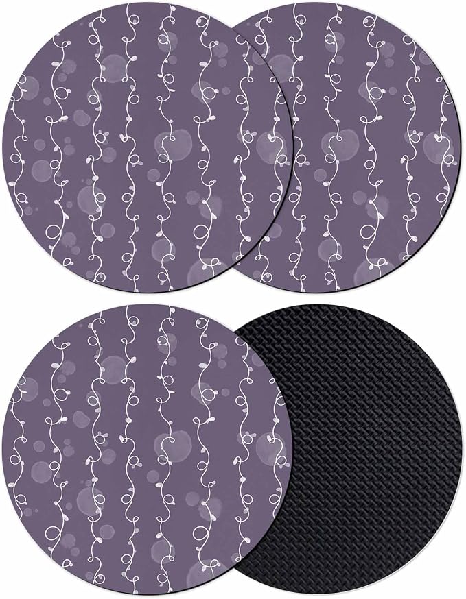 Vintage Lines Coasters Set of 4, Non-Slip Cup Coaster Mat by PIEPLE