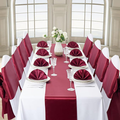 Burgundy Satin Table Runner, 12x108 Inches, 2 Pack | Premium Satin, Smooth - Image 2