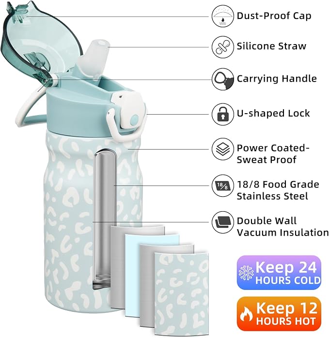 BJPKPK 14 oz Insulated Water Bottle, Stainless Steel Flask | Leak Proof Locking - Image 2