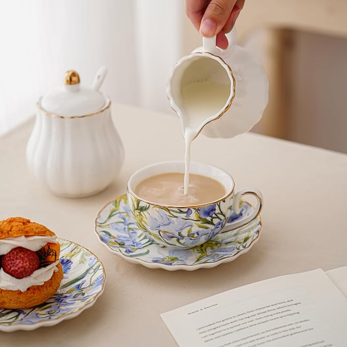 Agyiuns Tea Cup and Saucers, 6.4oz Floral Tea Cups - Image 5