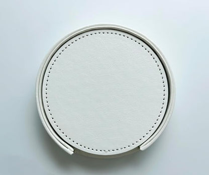 Set of 6 Leather Coasters, Round Coasters - Image 3